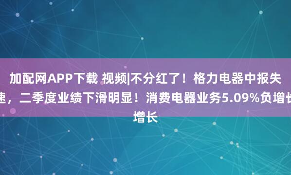 加配网APP下载 视频|不分红了！格力电器中报失速，二季度业绩下滑明显！消费电器业务5.09%负增长